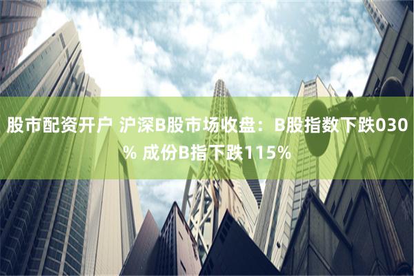 股市配资开户 沪深B股市场收盘：B股指数下跌030% 成份B指下跌115%