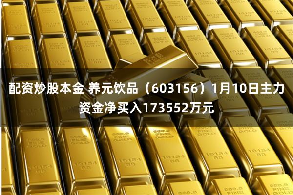配资炒股本金 养元饮品（603156）1月10日主力资金净买入173552万元